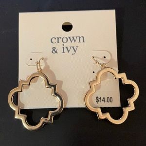 Crown & Ivy Gold Ornate Drop Earrings